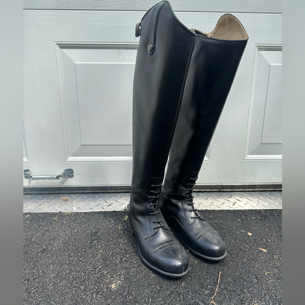 ARIAT Heritage Ladies Leather Field Boots Black SIZE 7 Back Zipper Contour Shape